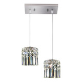 Lustre Cristal Pendente Redondo Inox 2 Luzes G9 Paris