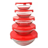 Set Cinco Bowls Recipiente Vidrio Hermético Microondas