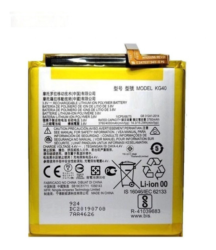 Bataria Compatible Moto One Macro Modelo Kg40 4000 Mah