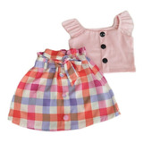 Conjunto Infantil Cropped  E Saia Moda Blogueira Mini Diva