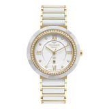 Relógio Technos Feminino Dourado Branco Strass 2015cek/2b