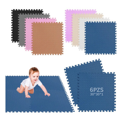 Tapete Piso Eva Armable 30x30cm 6 Piezas Azul, Antideslizante Tapete Espuma Para Bebés Y Niños Sólido