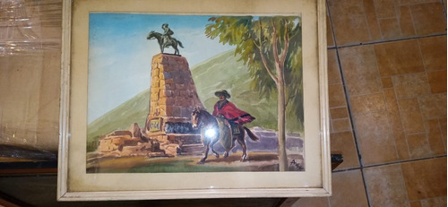 Antiguo Marco Pintura Campestre Firma Alex C/vidrio N730