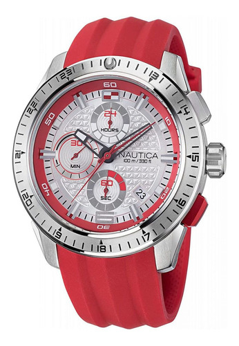 Reloj Náutica Napnss215 Hombre Pulso Rojo Silicona Original