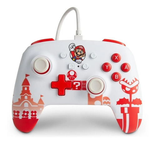 Controle Powera Com Fio Nintendo Switch Mario Red/white Cor Mario