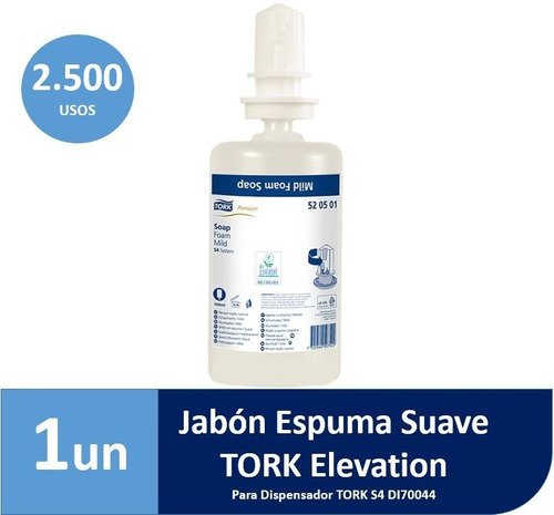 Jabón En Espuma Suave Tork Para Dispensador 1 Bot. 1000 Ml.