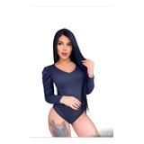 Hermosa Blusa Camiseta Body Cuello Redondo Manga Larga Dama