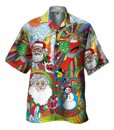 Camisa Hawaiana Unisex De Papá Noel Hippie, Camisa De Playa