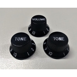 Kit Knobs Pretos Para Guitarra Strato 