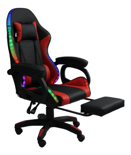 Silla De Escritorio Mobinho Sill9 Gamer Ergonómica  Negra Y Roja Con Tapizado De Cuero Sintético