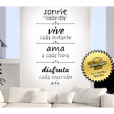 Vinilo Decorativo Para Pared Frase Sonríe Vive Ama 55x113cm