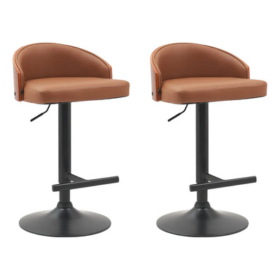 2 Bancos Altos Barra Desayunador Eke Life Home 2445 Acabado de la estructura Madera Color Marrón | Envío gratis