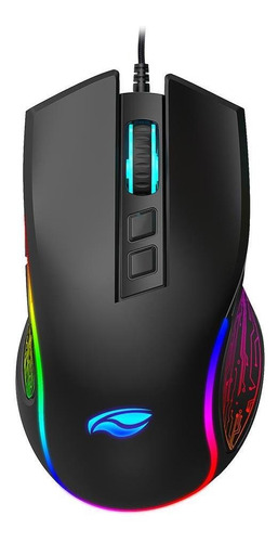 Mouse Gamer 12800 Dpi Usb Led Rgb Macho 7 Botões Black