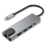 Hub Usb Haxly Hubi C5-n 5 En 1 Port Usb C Hdmi Rj45 Usb 3.0