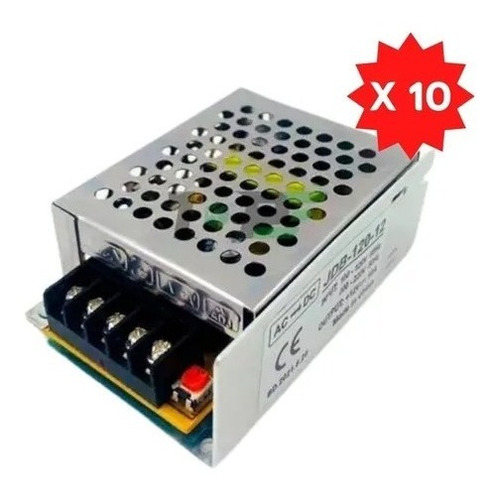 Kit 10 Uni Fonte Chaveada 5a 60w 12v Fita Led Bivolt Colmeia