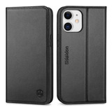 Funda Para iPhone 12 Mini, Negro/billetera/cuero/resistente