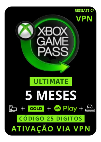 Xbox Game Pass Ultimate - Código 25 Digitos Vpn - Descrição