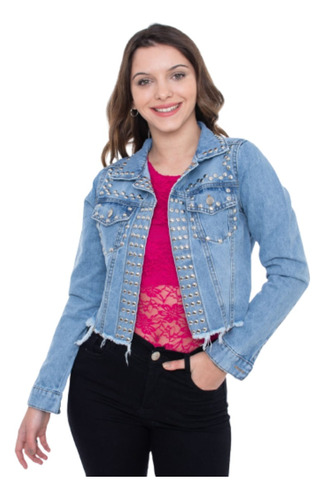 Campera Con Tachas Modelo Exclusivo De Mujer De Jean Rígido