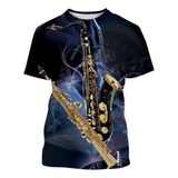 Camiseta De Manga Corta Con Estampado 3d De Saxofón
