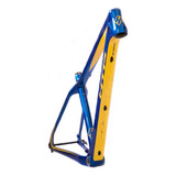 Quadro Mtb Carbono Bike Aro 29 Com Eixo Boost - Azul/amarelo