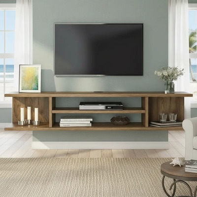 Repisa Flotante O Mesa Tv Moderna Nogal 120cm Des Moderno | Meses sin interés