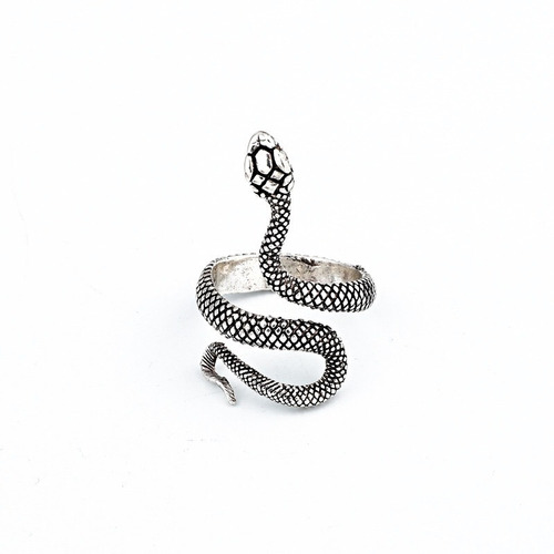 Anel Prateado Ajustável Cobra Snake Serpente Punk Rock A5038