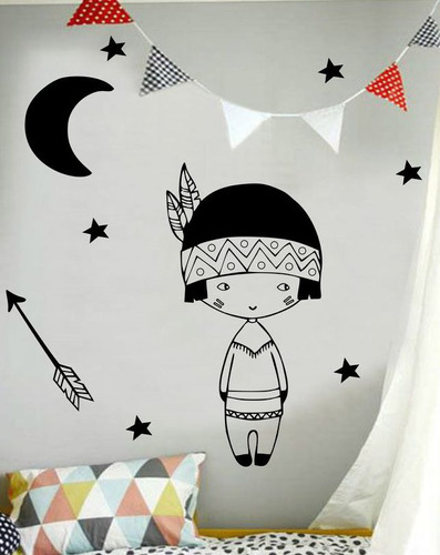 Vinilos Decorativos Infantiles Indio Nordico Nene Estrellas