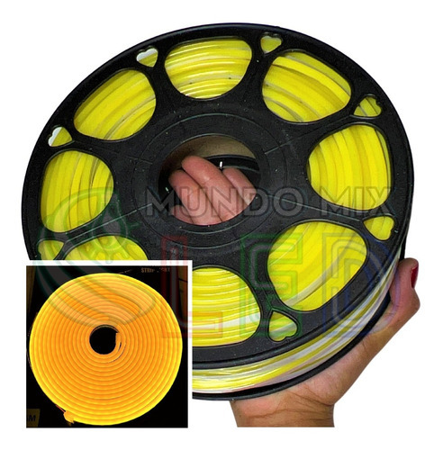 50mts Mangueira De Fita Neon Led Flex 6x12mm Corte 2,5cm 12v Cor Da Luz Amarelo Âmbar