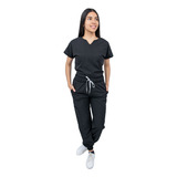 Pijama Quirúrgica Mujer Jogger Stretch Negro Scrub Nala