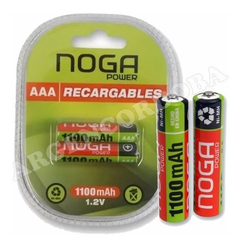 Pilas Recargables Triple Aaa 1100mah Noga Blister X2u 1.2v