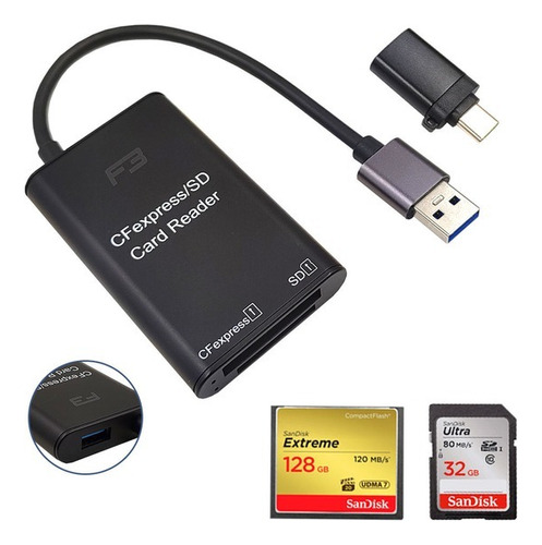 Leitor De Cartão Cfexpress E Sd Card Para Usb 3.0 5gbs Usb-c