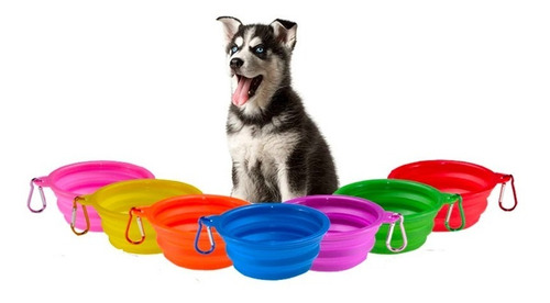 Plato Tazon Bowl Plegable Para Perro Gato Mascota Portatil