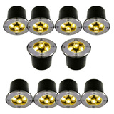 10x Balizador Spot Led Embutir Piso Jardim 5w Quente Bivolt