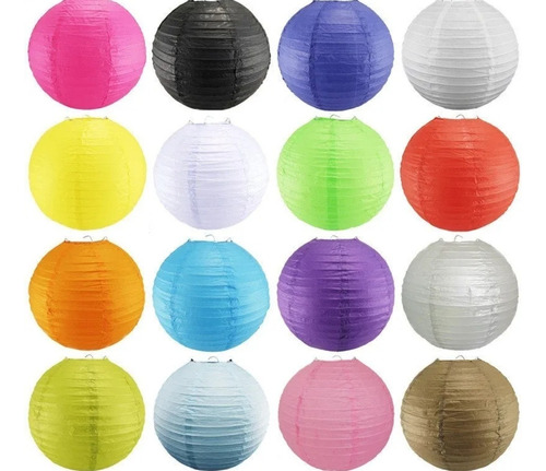 Farol Chino Papel 40cm X Pack De 5 Unidades Varios Colores