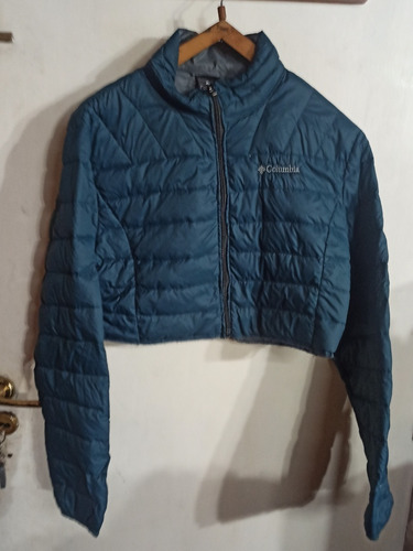 Campera Columbia L Pupera Corrta Ancha Abajo Plumas Azul Pet