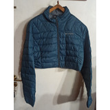 Campera Columbia L Pupera Corrta Ancha Abajo Plumas Azul Pet