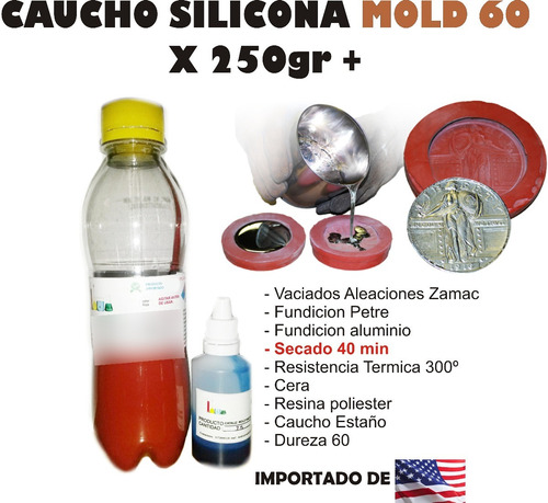 Caucho Silicona Moldes Mold 60 X250g Zamak Joyeria 