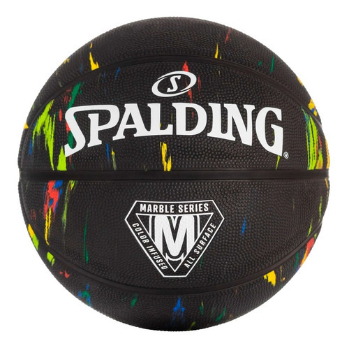 Pelota De Basquet Spalding Marble Series Nº 7 Color Black