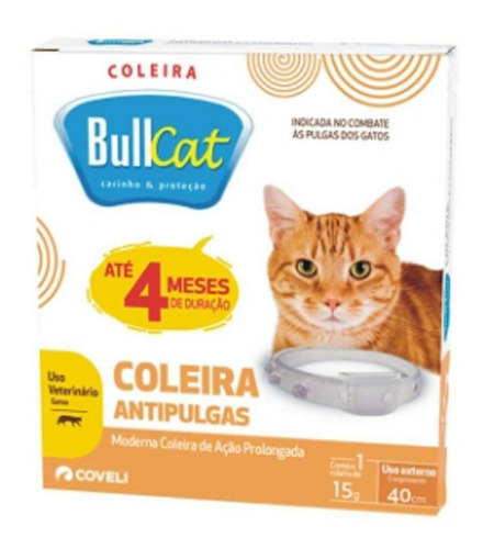 Coleira Bullcat Anti Pulgas Para Gatos Coveli 40cm 4 Meses 