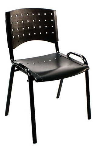 Silla Apilable Plástica Fija De Oficina Sala De Espera Iglesias Consultorios Acero Y Plastico Reforzado Color Negro