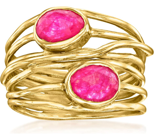 Anillo De Carretera De Cuarzo Rosa De 140 Qt T En Oro De 18