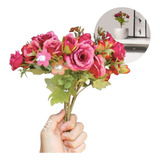 3 Planta Botões Rosas Sala Jantar Sintética Casamento Folhas