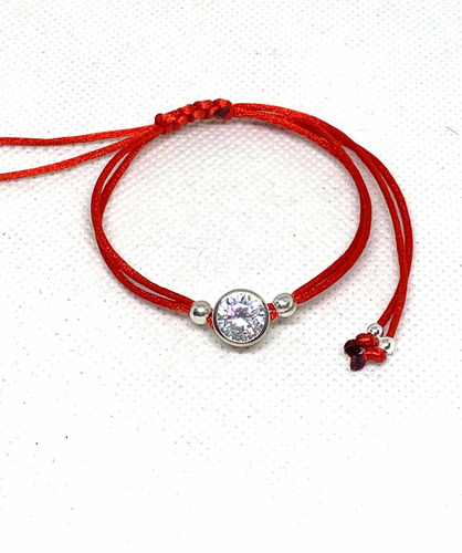 Pulsera Macrame Roja Rojo Susanito Cristal Plata 925