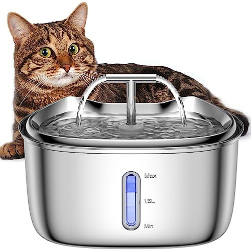 Fuente De Agua Para Gatos De Acero Inoxidable, 84 Oz/2,5 L, 