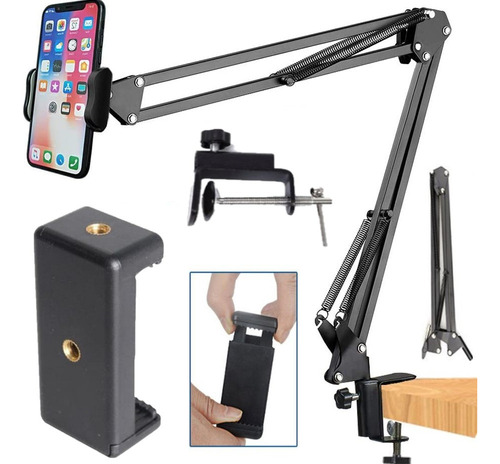 Suporte Braço Articulado Cama Mesa Pedestal Webcam E Celular