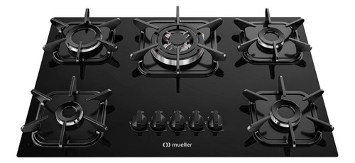 Cooktop A Gás Mueller 5 Bocas Queimador Tripla Chama Preto