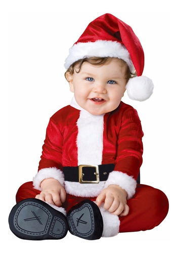 Roupa Fantasia De Papai Noel Bebê Criança Infantil Mod. Luxo