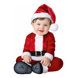 Roupa Fantasia De Papai Noel Bebê Criança Infantil Mod. Luxo