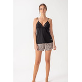 Pijama Verano Short Animal Print Remera Lisa Musculosa