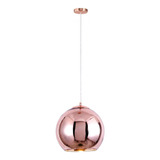 Luminária Pendente 25cm Globo Bola Dixon Espelhada Rose Gold